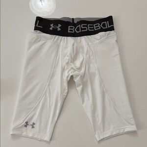 UNDER ARMOUR White Baseball Shorts with Black Waistband New without label